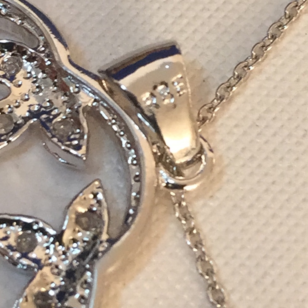 New Fleur de Lis Necklace Sterling with CZ NIB - Picture 7 of 12
